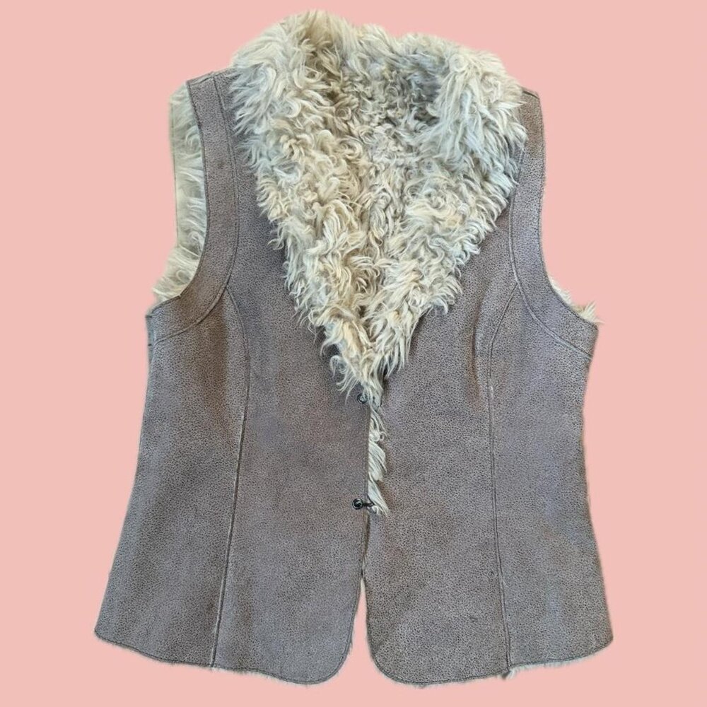 Vintage Penny Lane Shearling Vest – Genuine Leather (Size M)